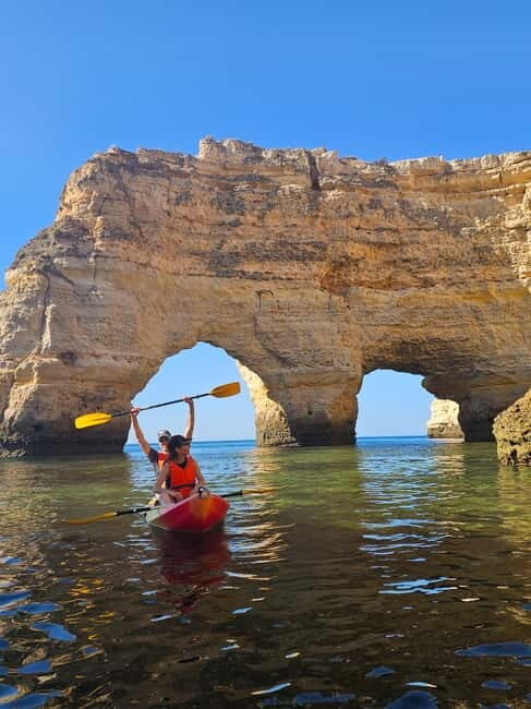 Benagil Cave: Guided Kayak Tour with Caves and Cliffs - The cave-and-coast route: Benagil Cave, side grottos, and Marinha Beach