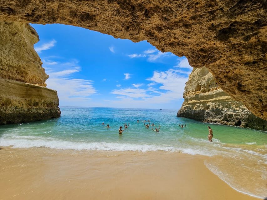 From Faro: The Original Benagil Cave, Marinha & More Tour - Wet gear and small comforts that make a rocky walk easier