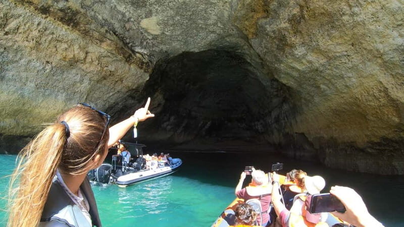 From Lagos: Scenic Cruise to the Benagil and Carvoeiro Caves - Carvoeiro caves stop: dramatic cliffs from the waterline