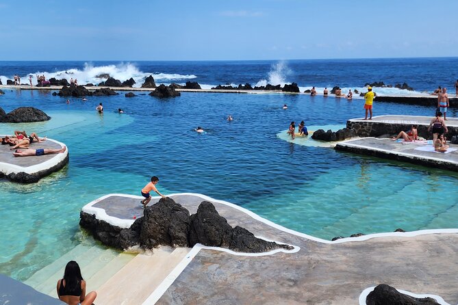 Porto Moniz, Seixal, Fanal Forest, Cliff Skywalk in Open Roof 4X4 - Porto Moniz natural swimming pools: volcanic water and real swim time