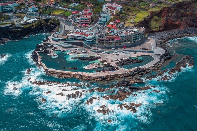 Porto Moniz, Seixal, Fanal Forest, Cliff Skywalk in Open Roof 4X4 - Praia do Seixal: black sand and a calm finish after the cliffs